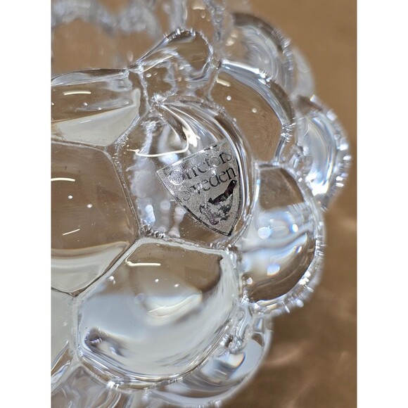 Orrefors Crystal Raspberry Votive Candle Holder Bubble Anne Nilsson Signed EUC - Picture 4 of 5